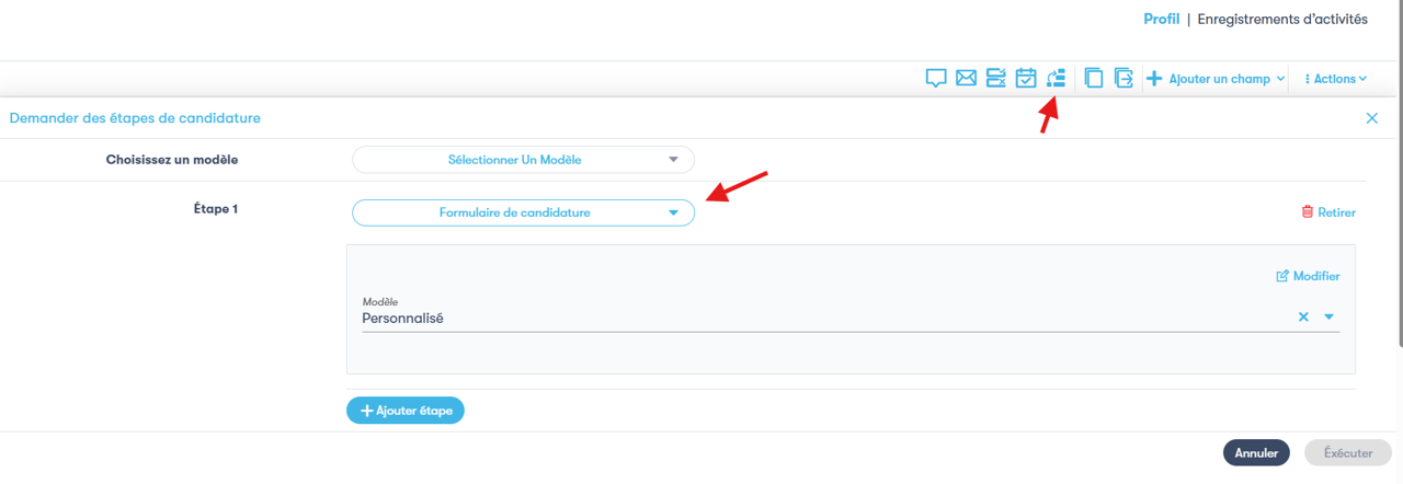 Application form as step (FR)