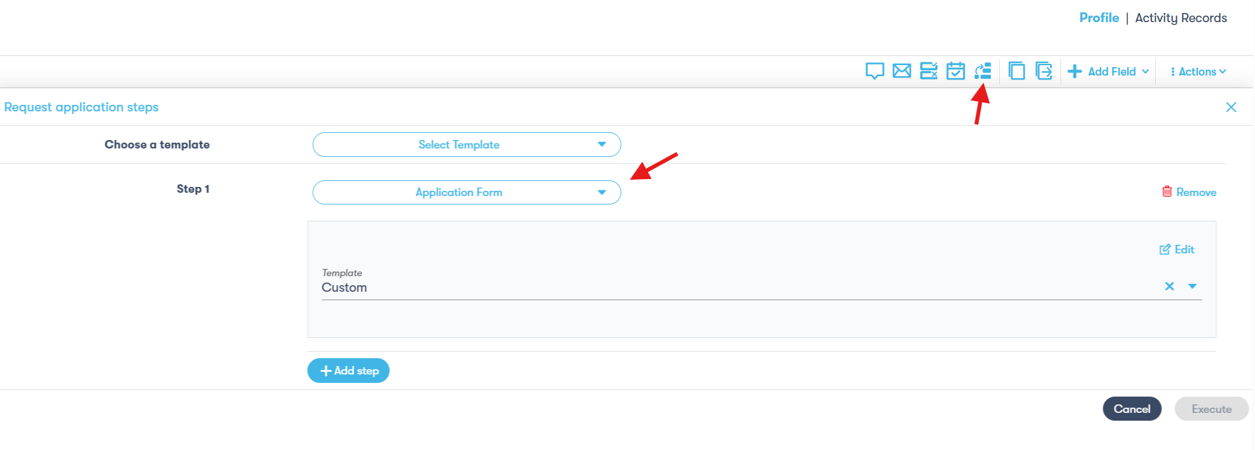 Application form as step