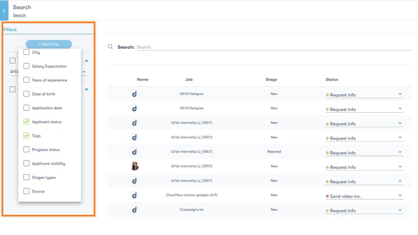 Search new UI