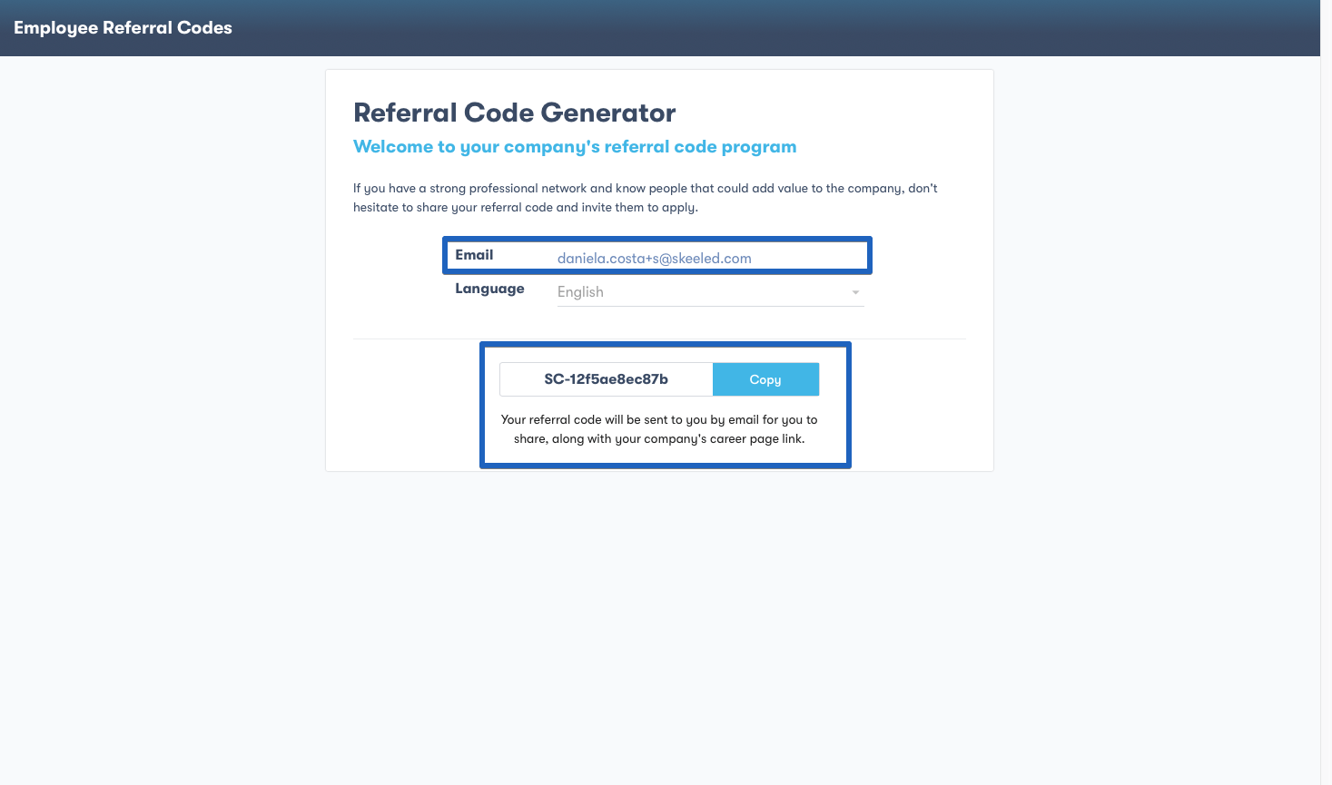 2.1 - generating employee referral code