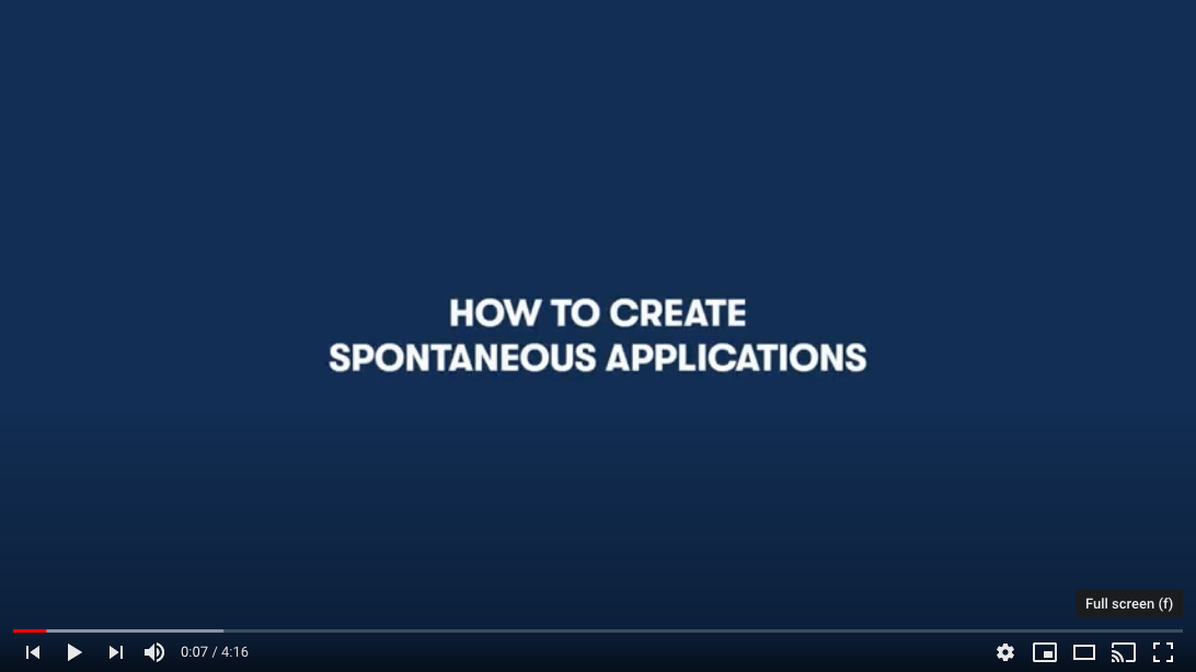 How to create spontaneous applications video tutorial