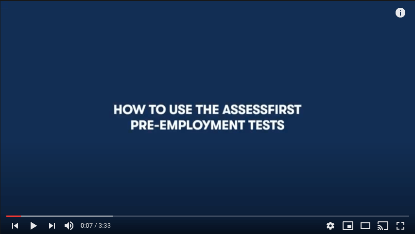 How-to video use the AssessFirst pre-employment Tests - YouTube