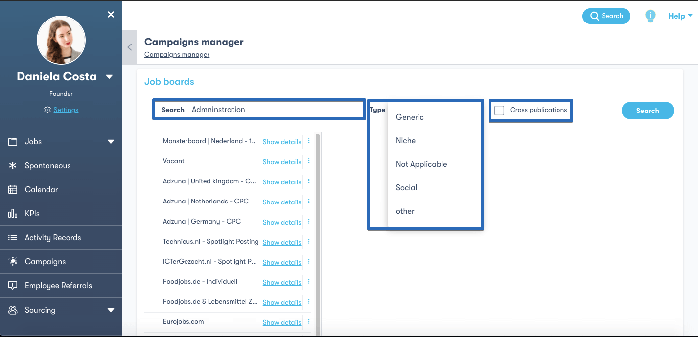 Search job boards